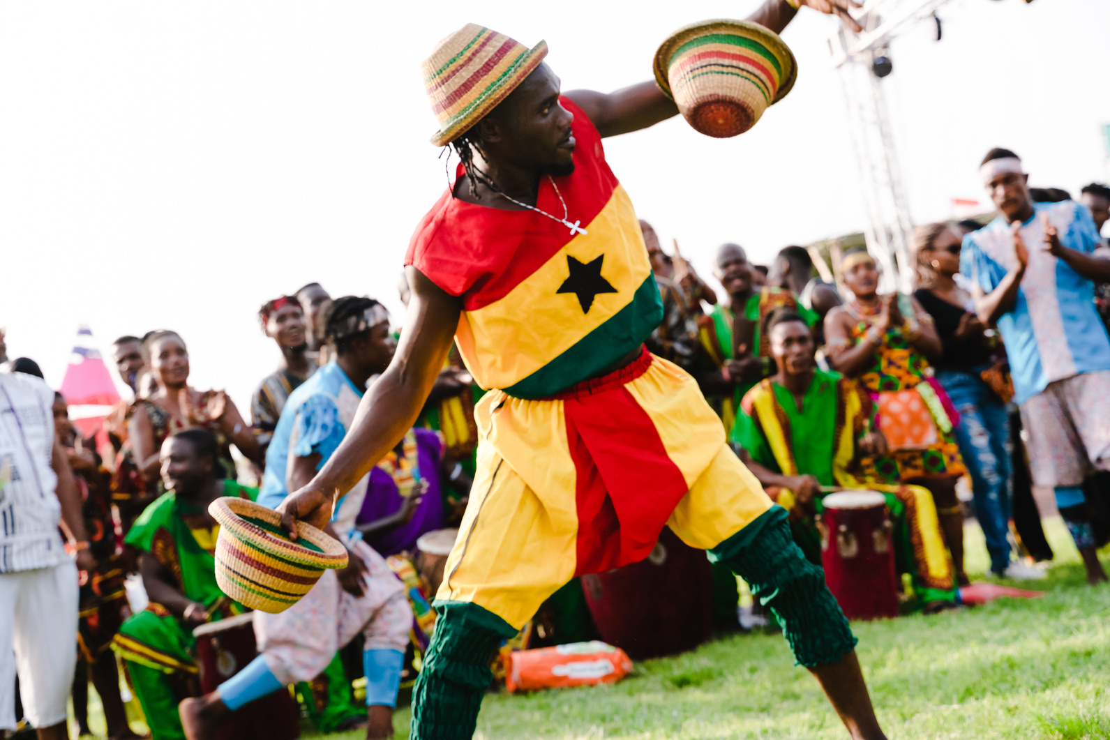 Dancing Man Wearing a Ghana Flag  
